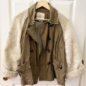 Hei Hei Anthropologie Womens Olive Green Double Breasted Sequin Jacket Medium